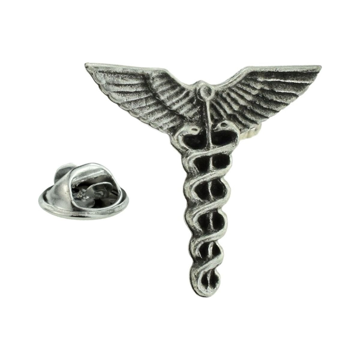 Caduceus Doctors Medical Symbol Lapel Pin Badge In British Pewter - Ashton and Finch