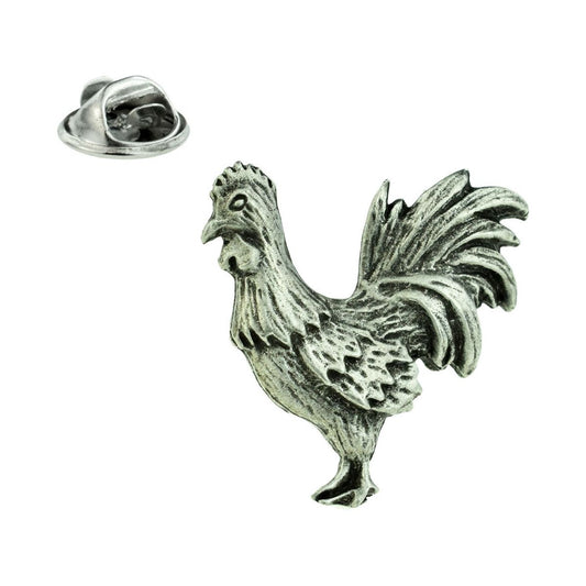 Cockerel Rooster Chicken Lapel Pin Badge in British Pewter - Ashton and Finch