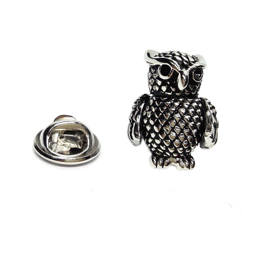 Antique Finish Owl Lapel Pin Badge - Ashton and Finch