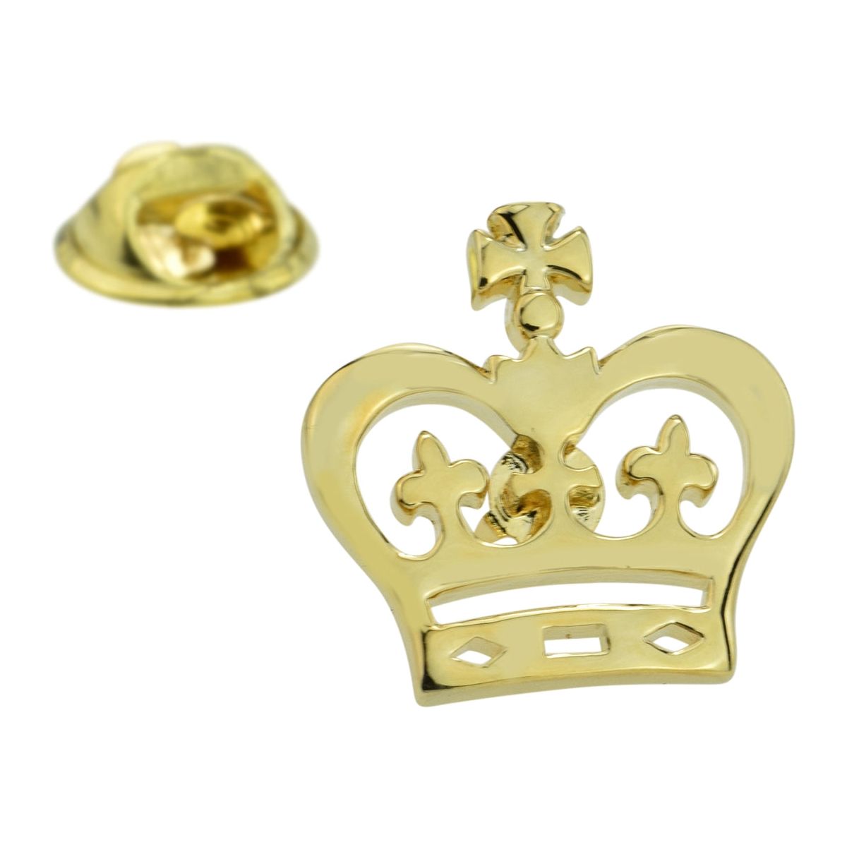 Gold Plated Flat Crown Design Lapel Pin Badge - Ashton and Finch