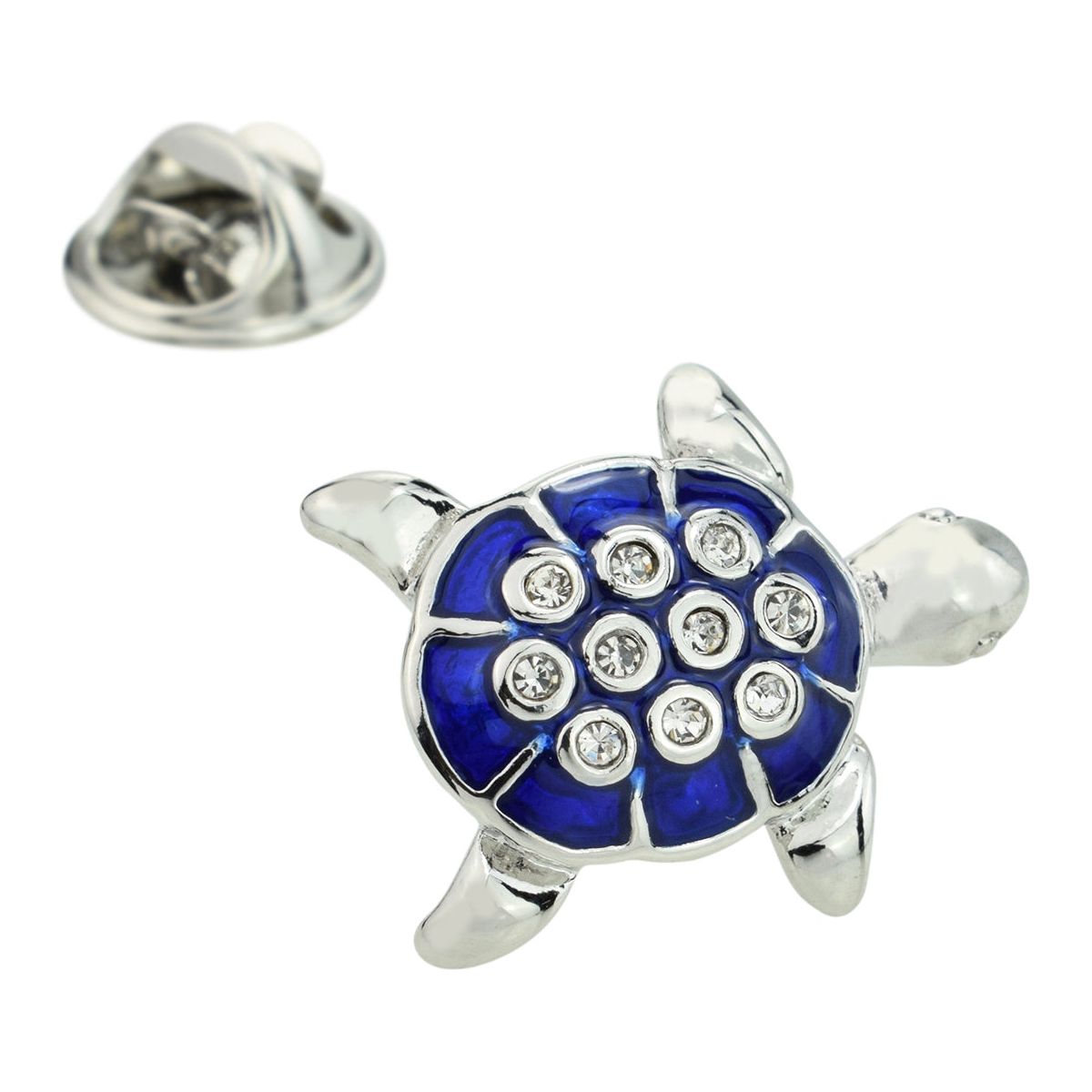 Blue & Crystal Turtle Lapel Pin Badge - Ashton and Finch