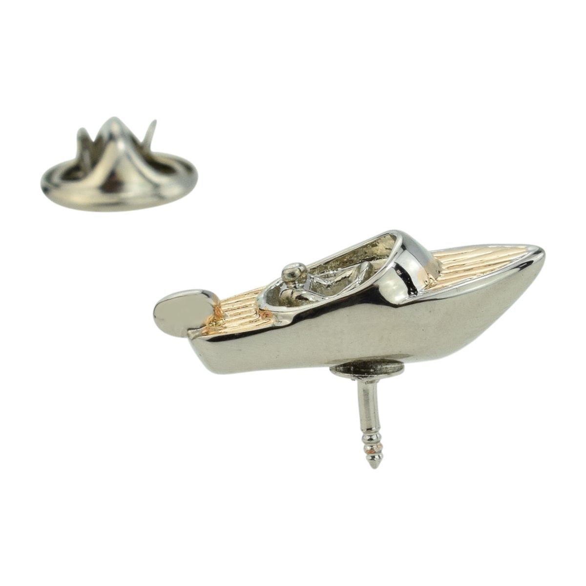 Two Tone Gold & Silver Speedboat Lapel Pin Badge - Ashton and Finch