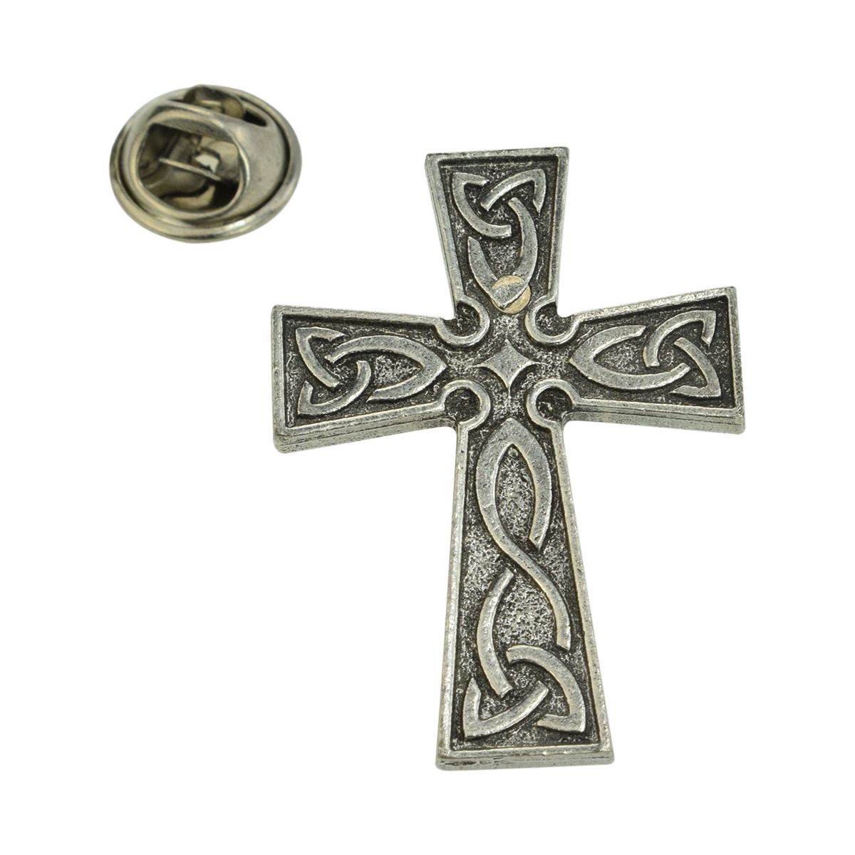 Interlaced Celtic Cross Pewter Lapel Pin Badge - Ashton and Finch