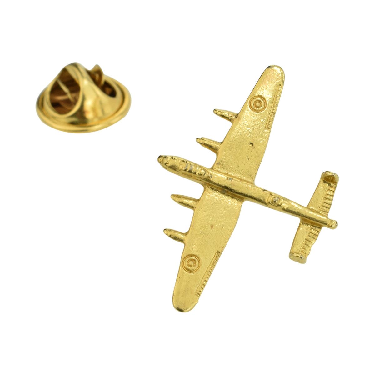 Golden Lancaster Bomber Plane Lapel Pin Badge - Ashton and Finch