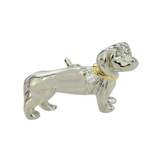 3D Dachshund with Gold Collar Lapel Pin Badge - Ashton and Finch