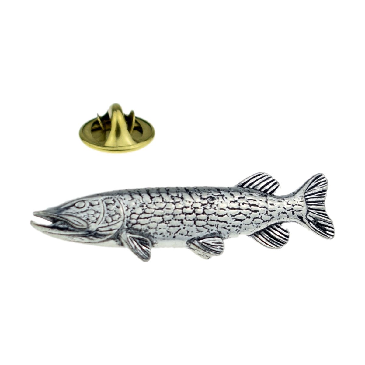 Pike Fish Pewter Lapel Pin Badge - Ashton and Finch