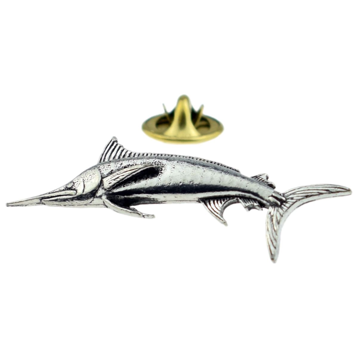 Marlin (like a Swordfish) Pewter Lapel Pin Badge - Ashton and Finch