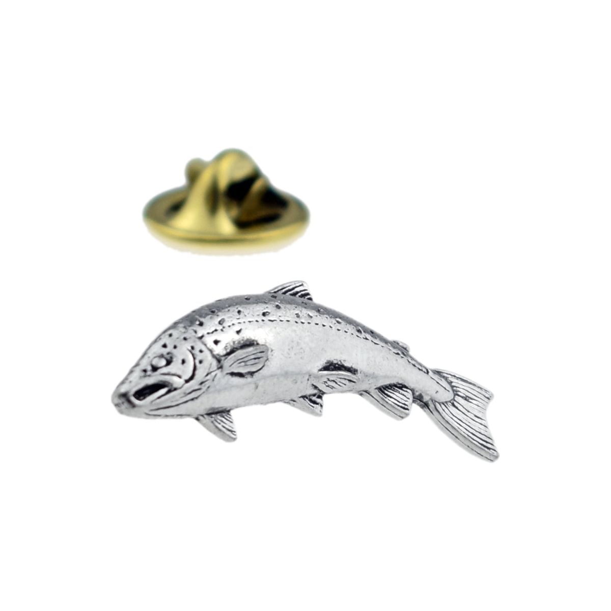 Small Salmon Fish Pewter Lapel Pin Badge - Ashton and Finch
