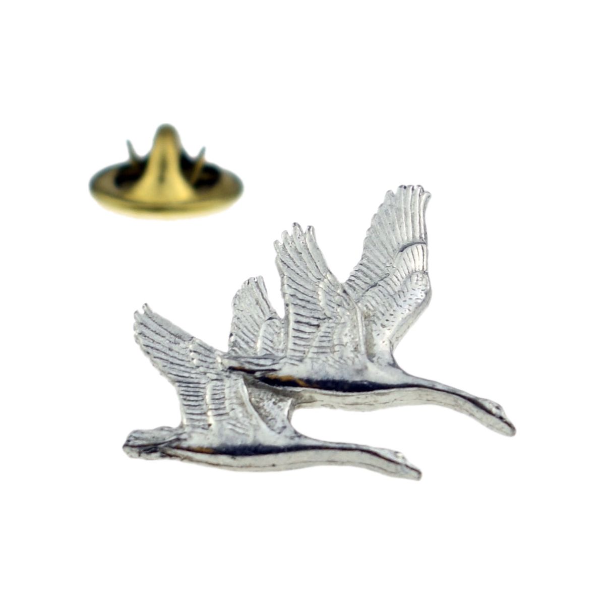 Swan Birds English Pewter Lapel Pin Badge - Ashton and Finch