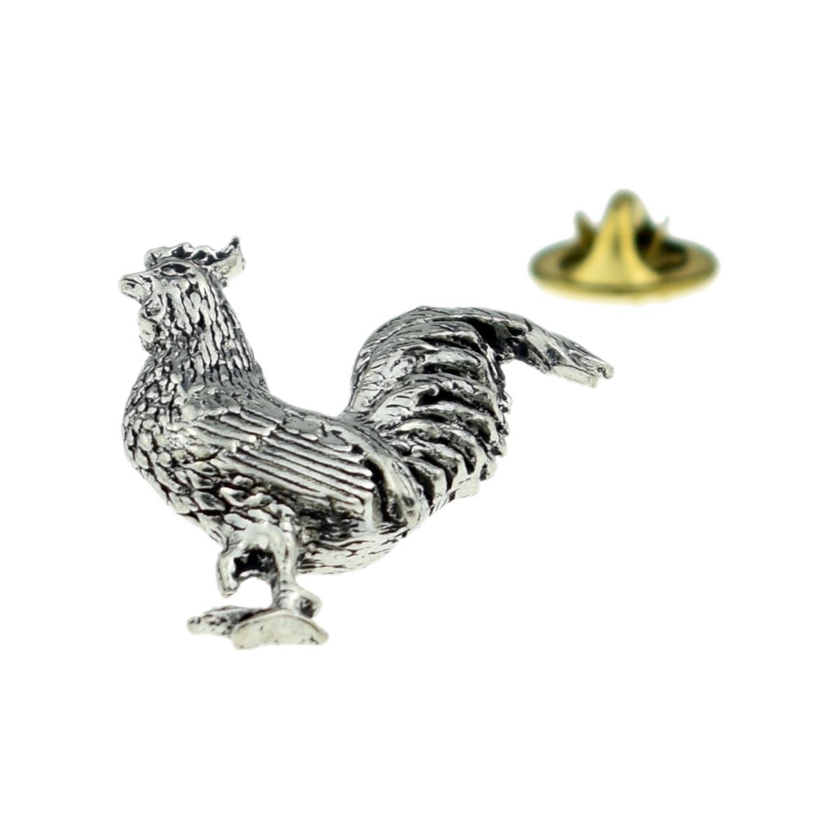 Cockerel Rooster Chicken English Pewter Lapel Pin Badge - Ashton and Finch