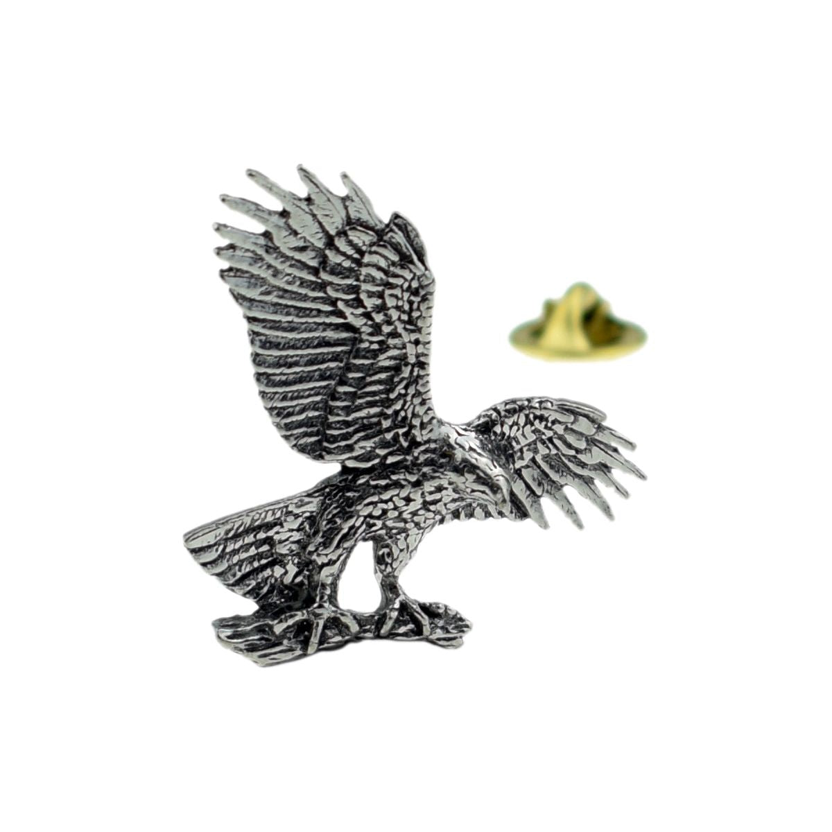Hawk Eagle Falcon Bird English Pewter Lapel Pin Badge - Ashton and Finch