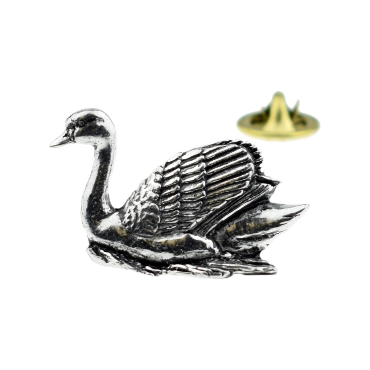 Swan English Pewter Lapel Pin Badge - Ashton and Finch