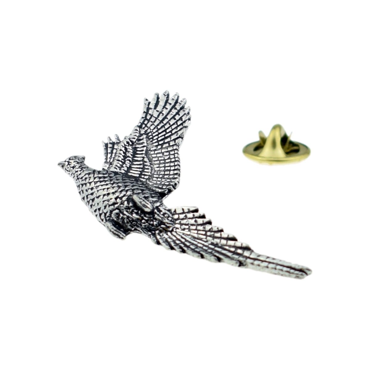Rising Pheasant Bird English Pewter Lapel Pin Badge - Ashton and Finch