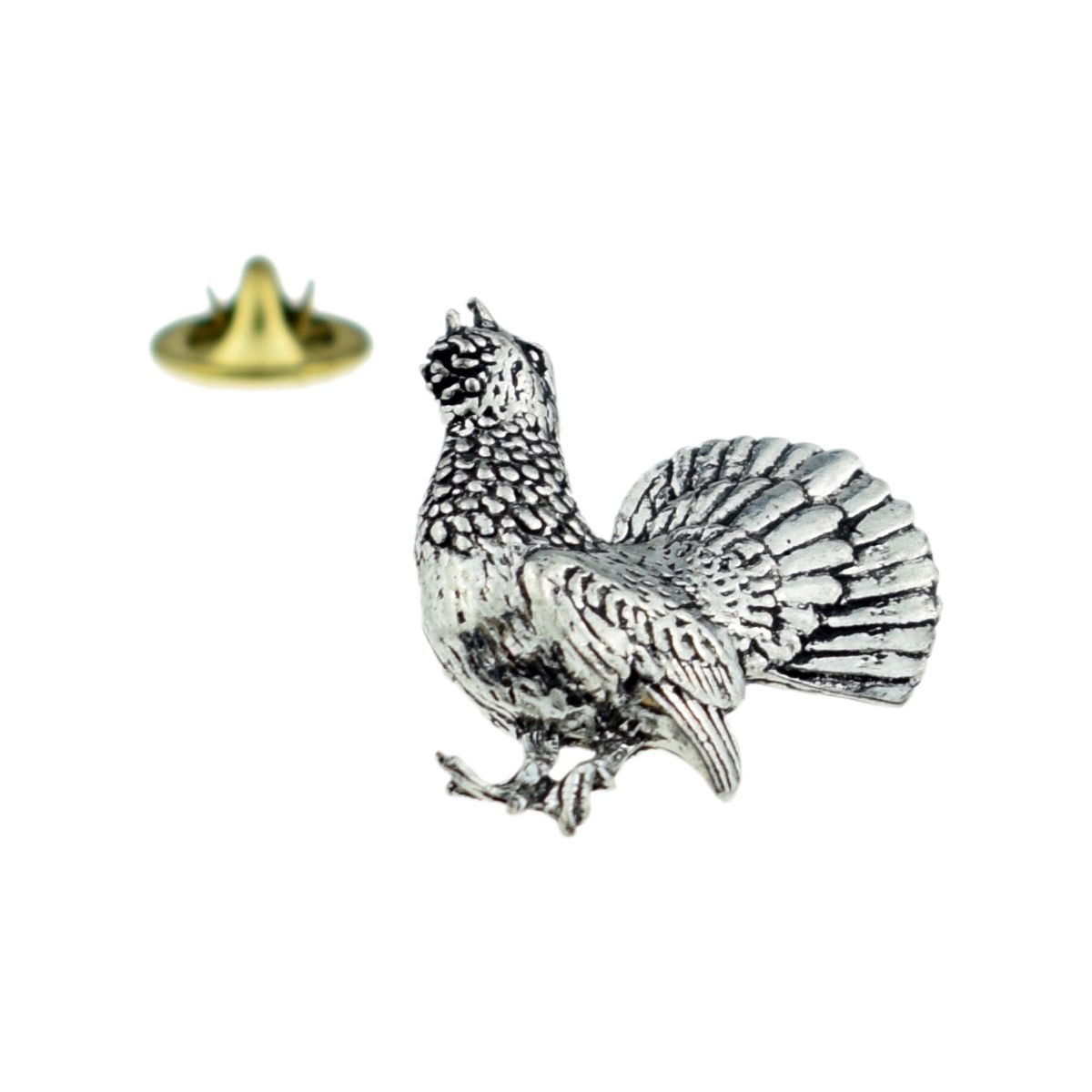 Scottish Capercaillie Bird English Pewter Lapel Pin Badge - Ashton and Finch