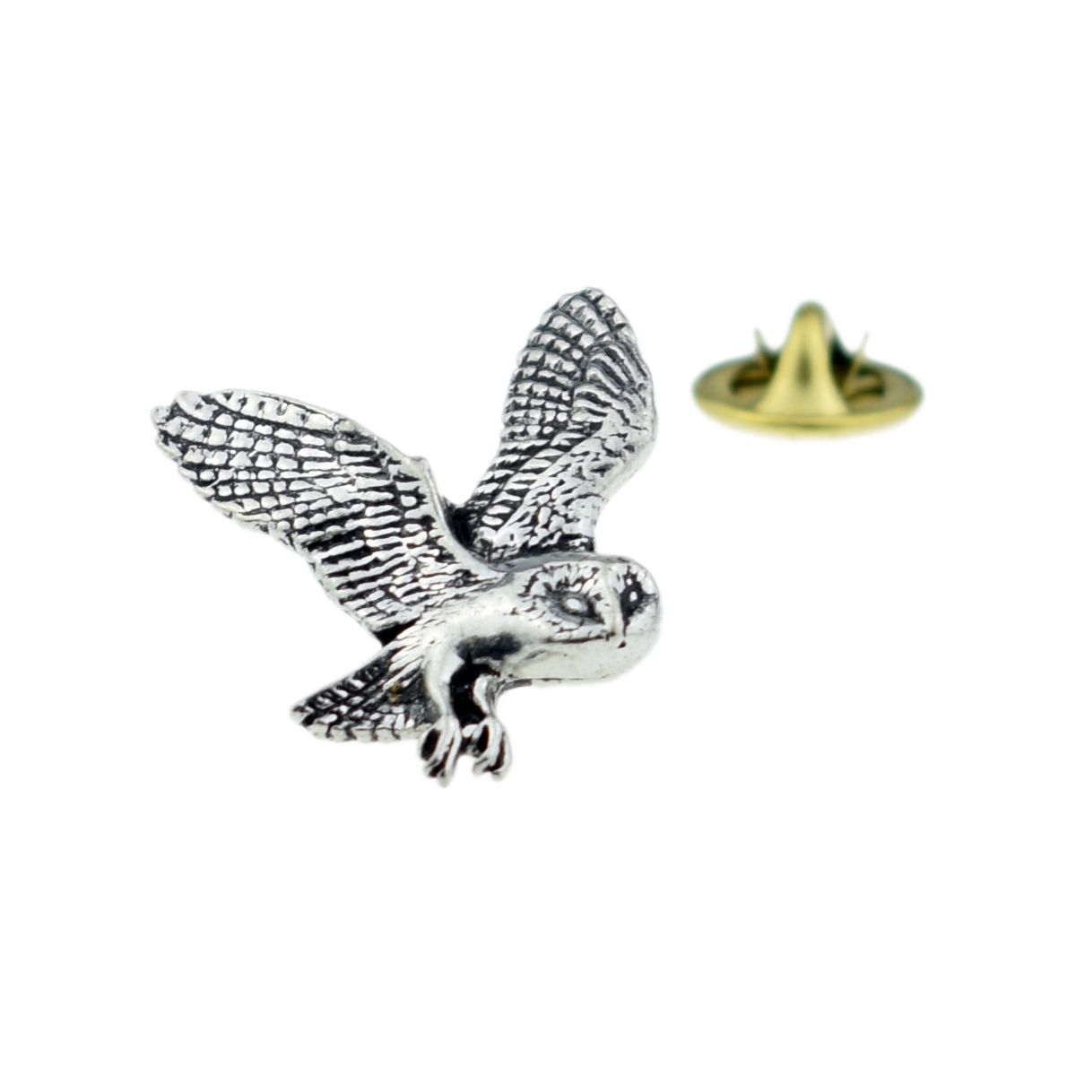 Barn Owl English Pewter Lapel Pin Badge - Ashton and Finch