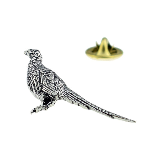 Standing Pheasant Bird English Pewter Lapel Pin Badge - Ashton and Finch