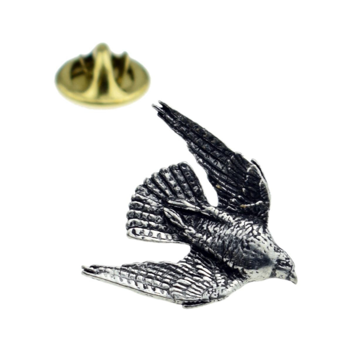 Stooping Falcon English Pewter Lapel Pin Badge - Ashton and Finch