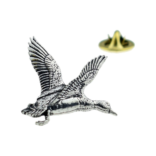 Rising Mallard Duck English Pewter Lapel Pin Badge - Ashton and Finch