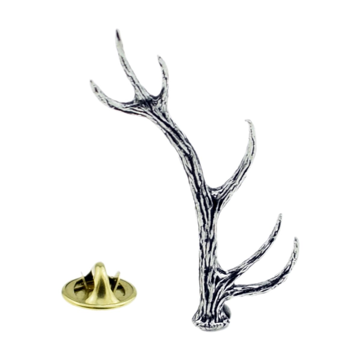 Red Stag Antler English Pewter Lapel Pin Badge - Ashton and Finch