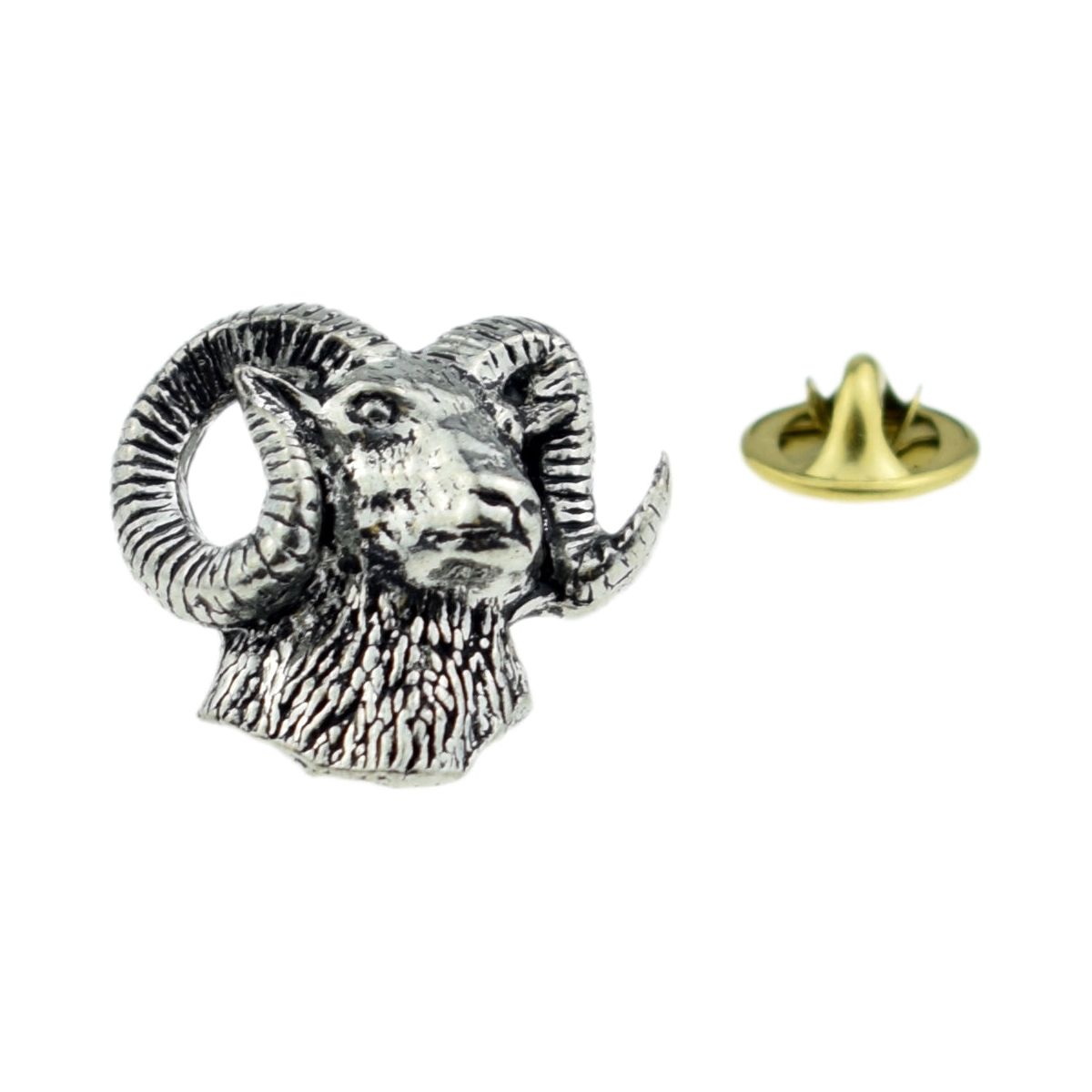 Mouflon Ram Pewter Lapel Pin Badge - Ashton and Finch