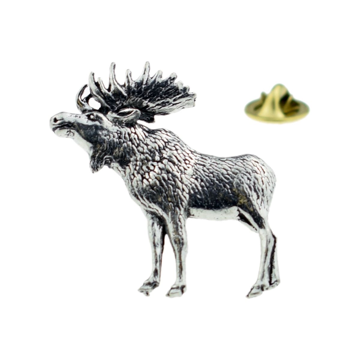 Standing Moose English Pewter Lapel Pin Badge - Ashton and Finch