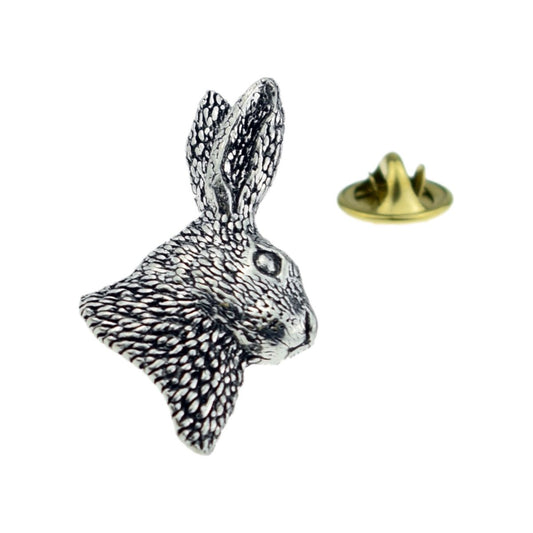 Hares Head (Rabbit) English Pewter Lapel Pin Badge - Ashton and Finch