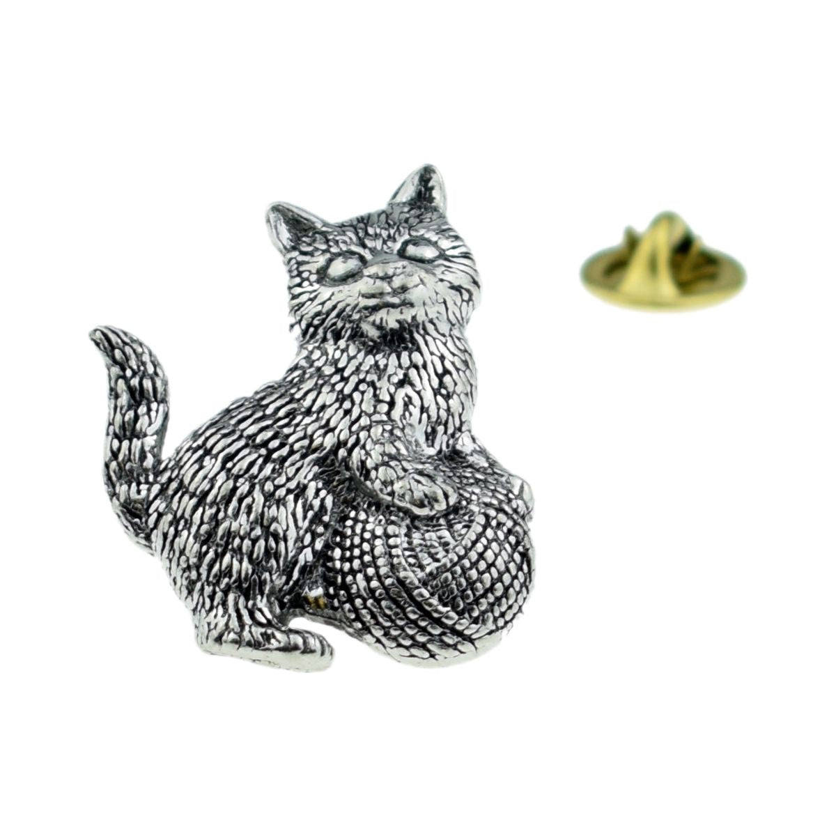 Kitten Cat English Pewter Lapel Pin Badge - Ashton and Finch