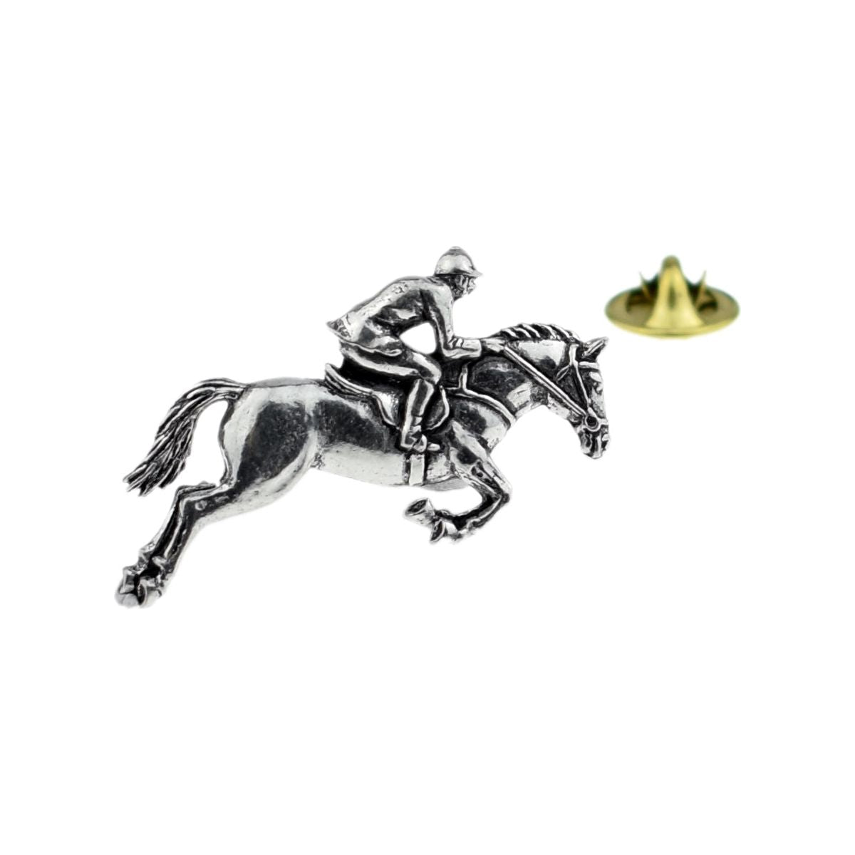 Horse & Jockey English Pewter Lapel Pin Badge - Ashton and Finch