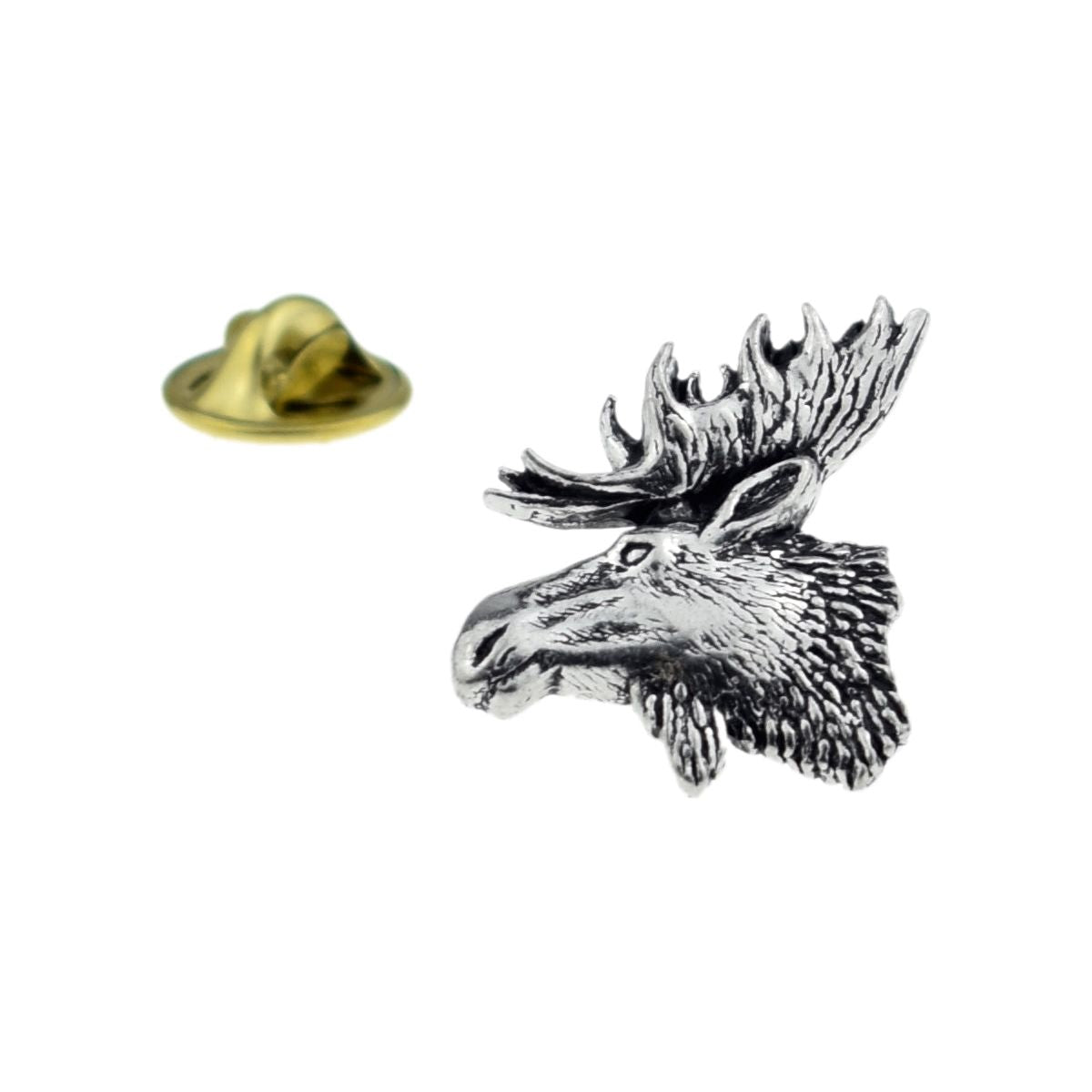 Moose Head English Pewter Lapel Pin Badge - Ashton and Finch