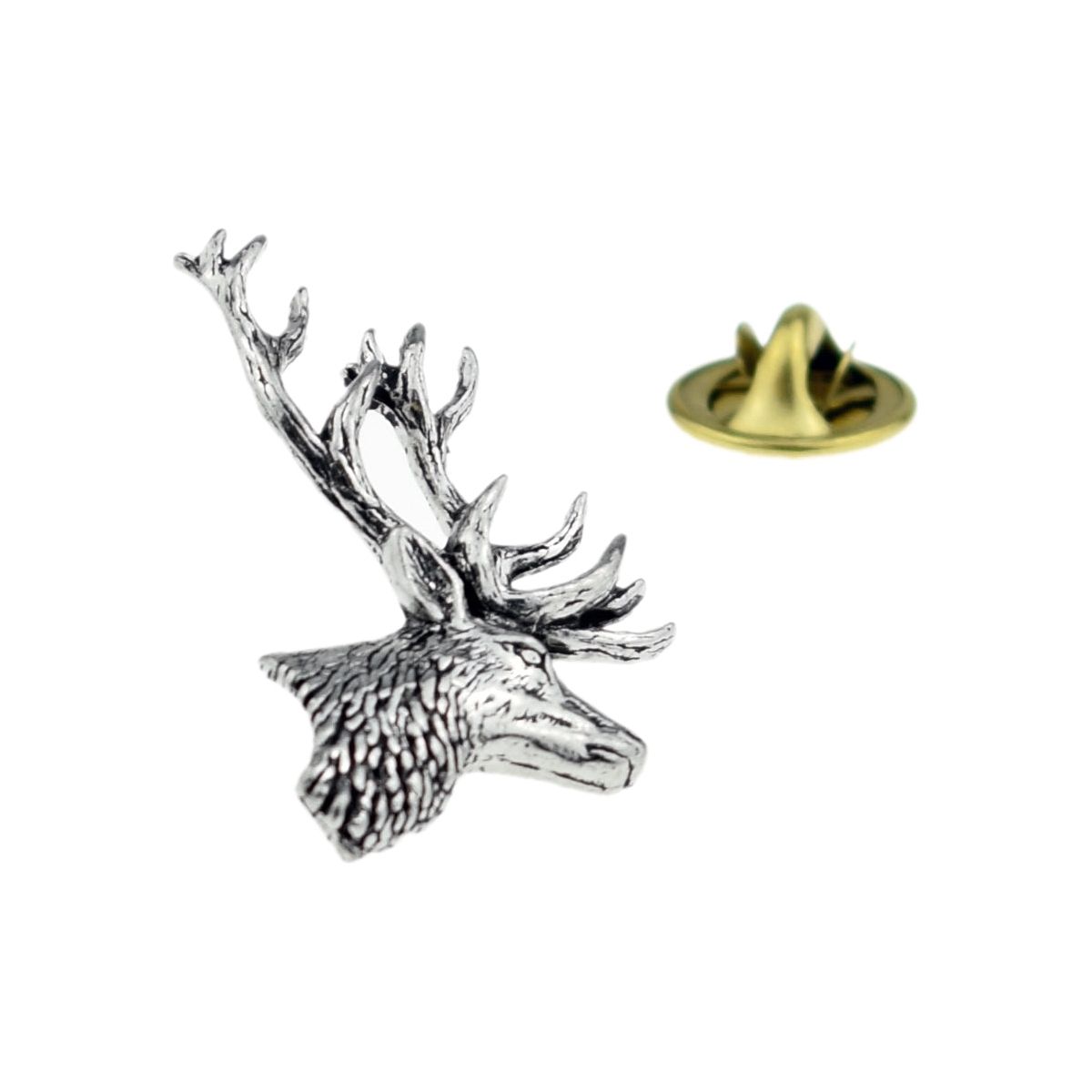Stags Head English Pewter Lapel Pin Badge - Ashton and Finch