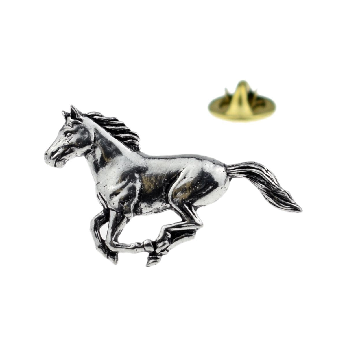 Running Horse English Pewter Lapel Pin Badge - Ashton and Finch