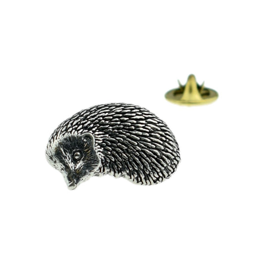 English Made Pewter Hedgehog Lapel Pin Badge - Ashton and Finch