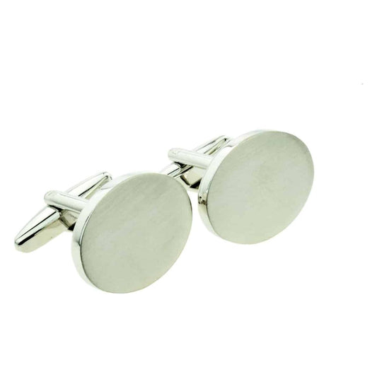 Engraved Brushed Matt Finish Deluxe Oval Cufflinks - Ashton and Finch