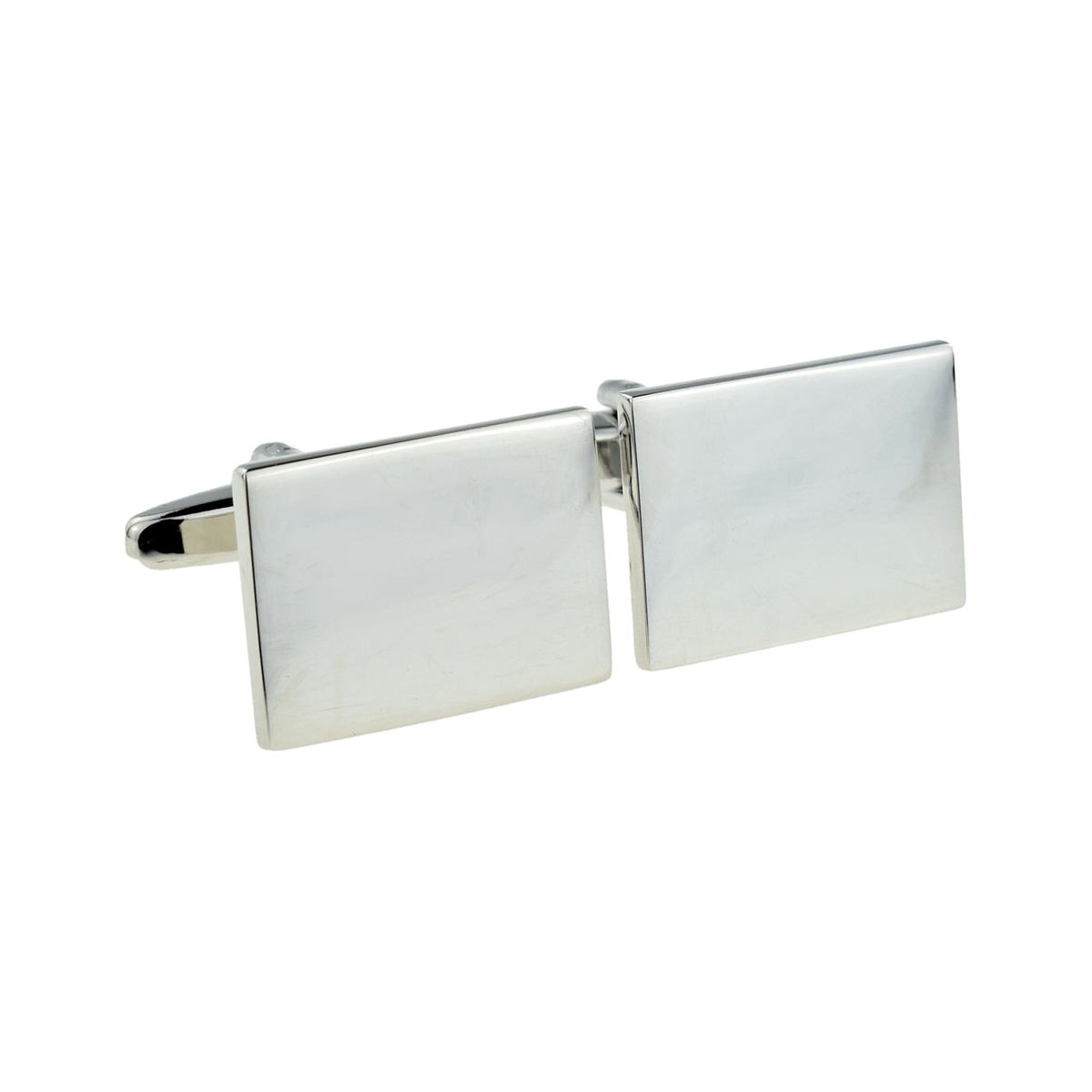 Engraved Plain Rhodium Plated Rectangle Cufflinks - Ashton and Finch