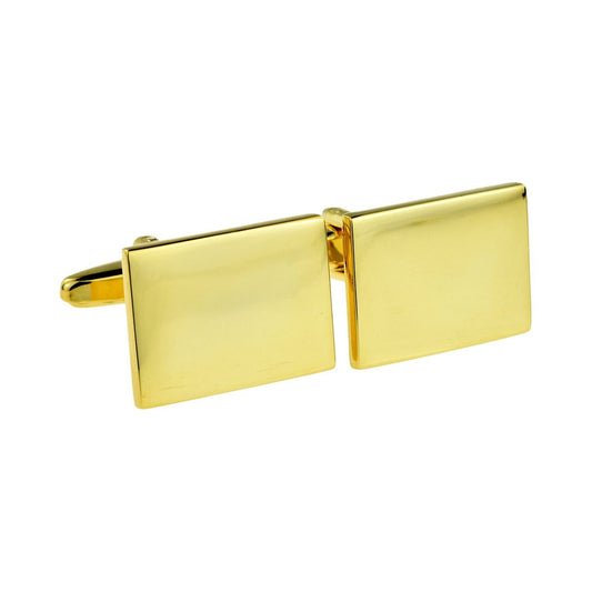 Engraved Plain Gold Rectangle Cufflinks - Ashton and Finch