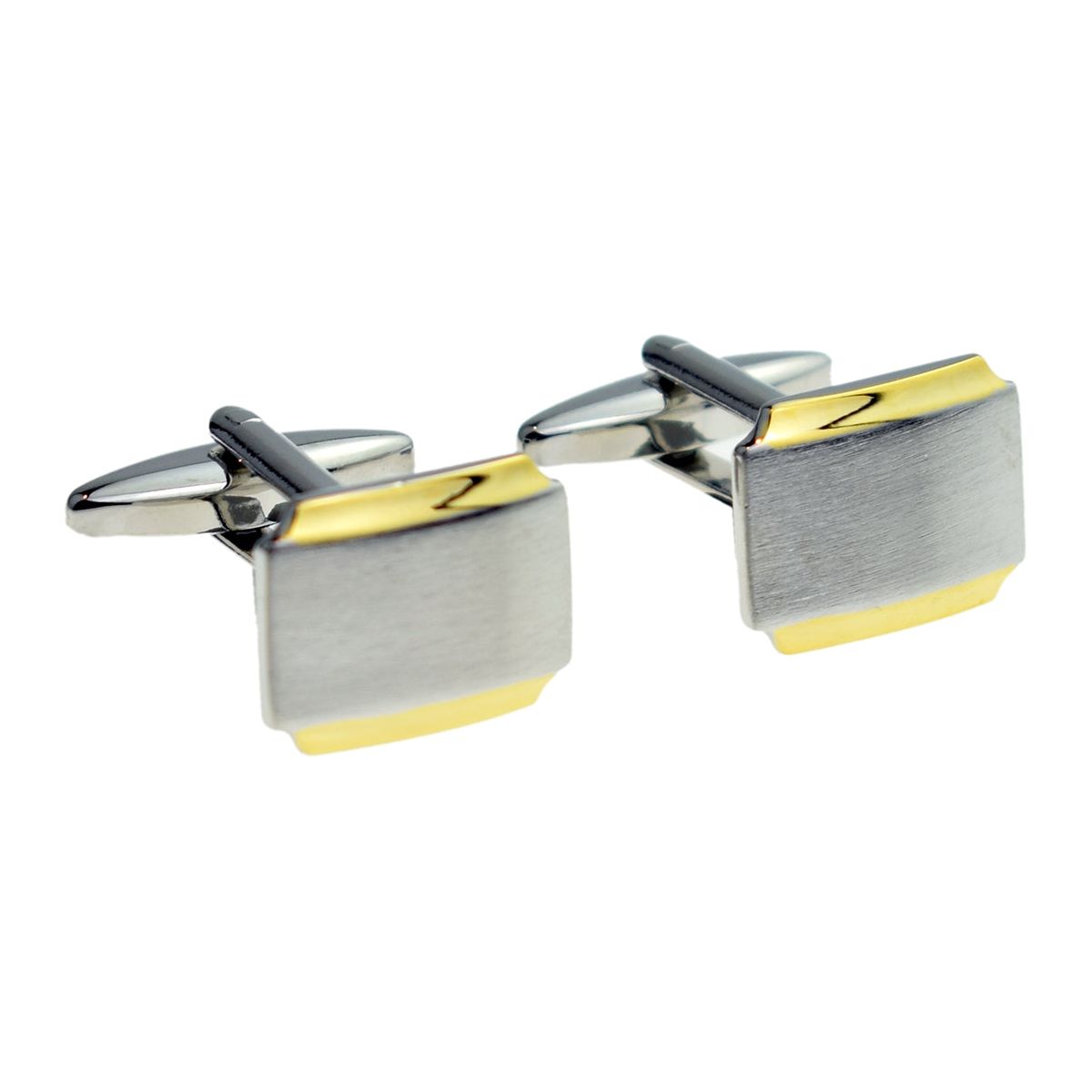 Engraved Two Tone Curved Matt & Gold Classic Cufflinks - Ashton and Finch