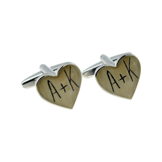 Personalised Initials Heart Cufflinks - Ashton and Finch