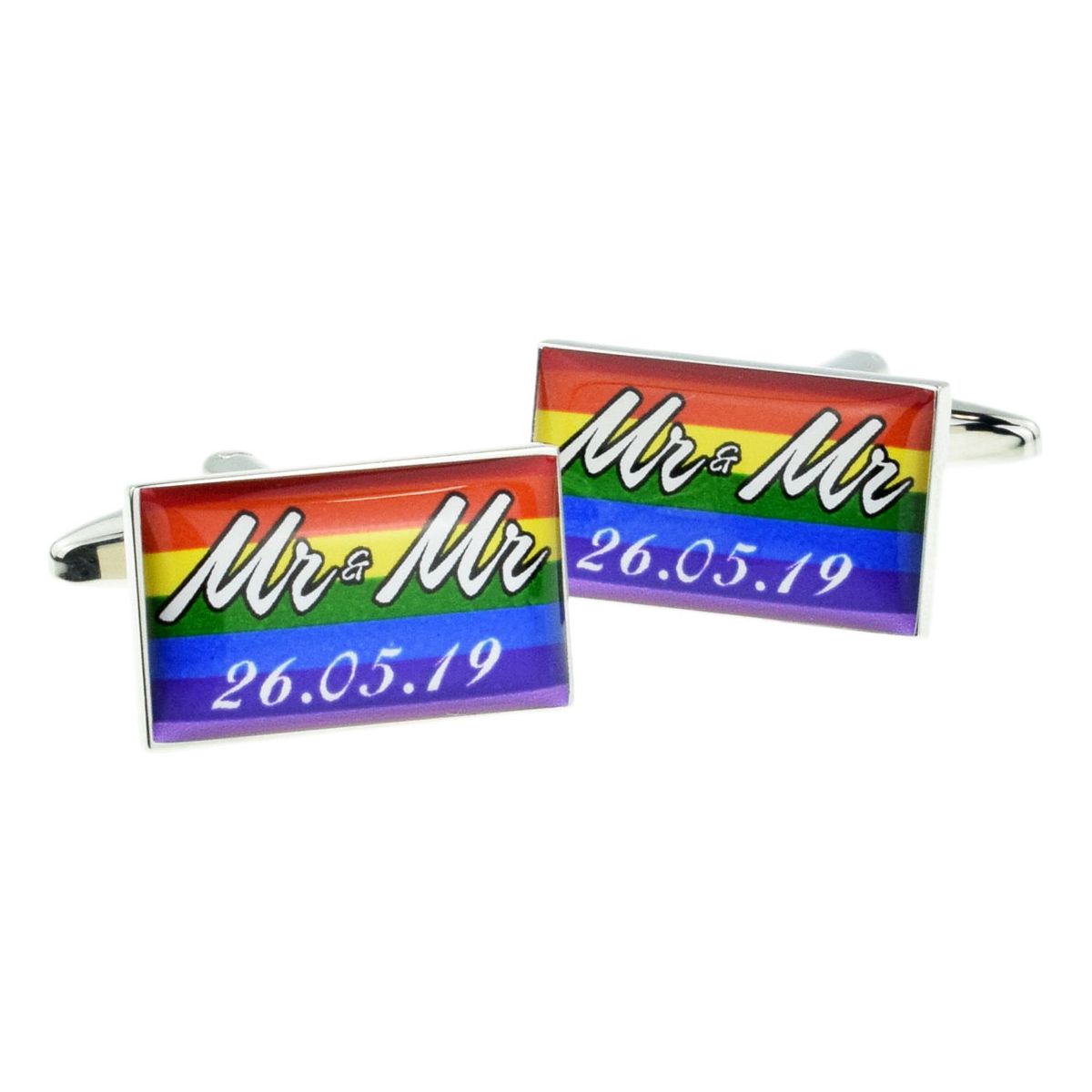 Mr & Mr Rainbow Cufflinks with personalised Date - Ashton and Finch