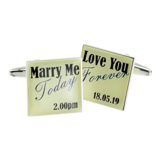 Bespoke Marry Me Today Love You Forever Personalised Date Cream Cufflinks - Ashton and Finch
