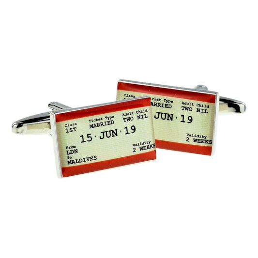 Personalised Travel Ticket Style Wedding Cufflinks - Ashton and Finch