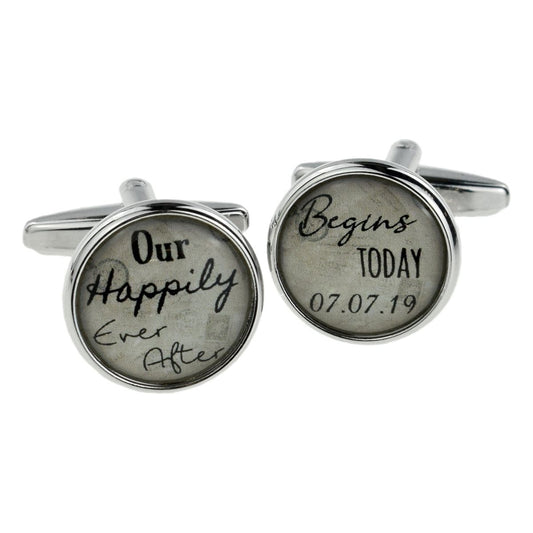 Our Happily Ever After + Your Wedding Date, Personalised Cufflinks for the Groom - Ashton and Finch