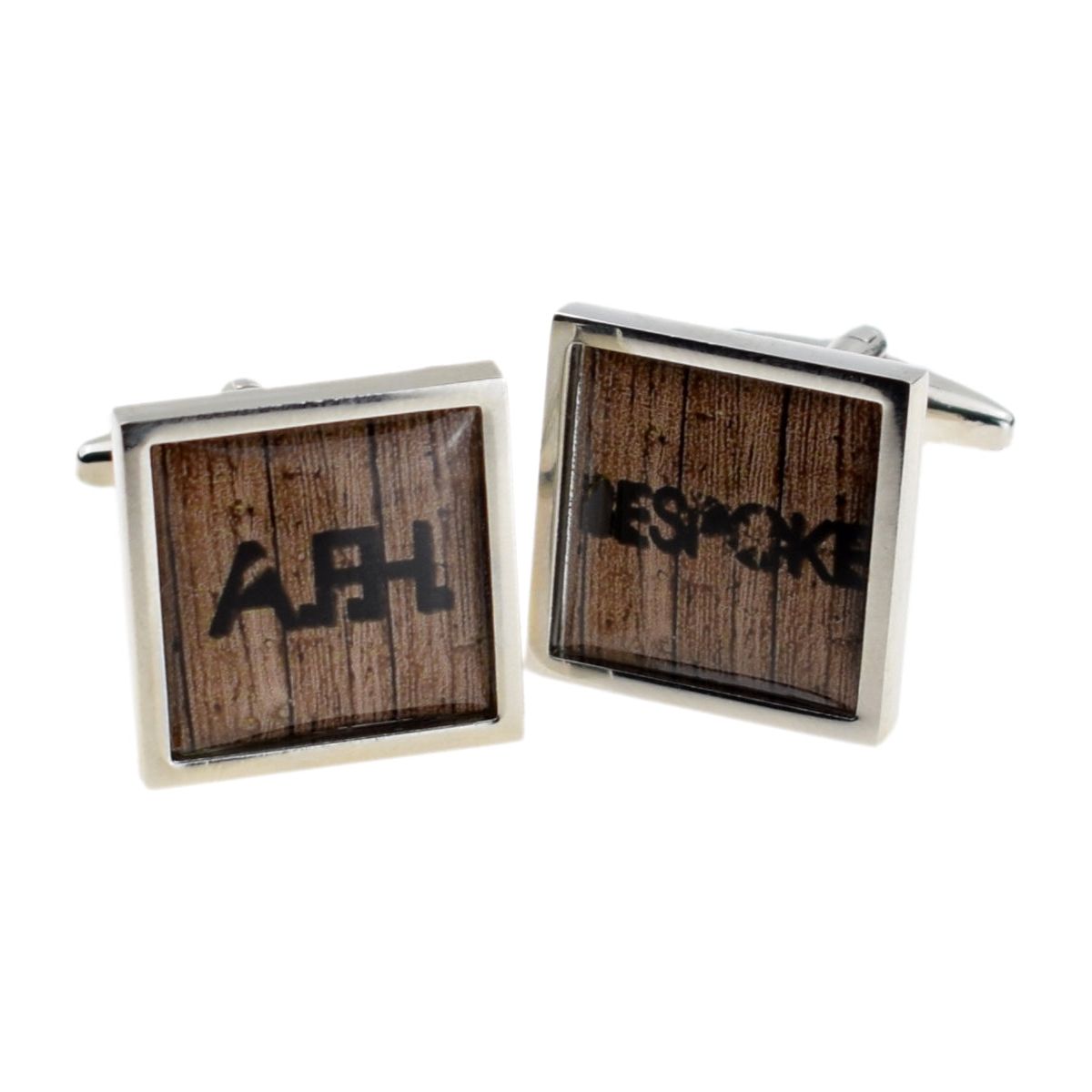 Retro Shabby Chic Personalised Wooden Effect Cufflinks - Ashton and Finch