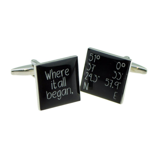 Where it all Began Map Location Personalised Cufflinks - Ashton and Finch