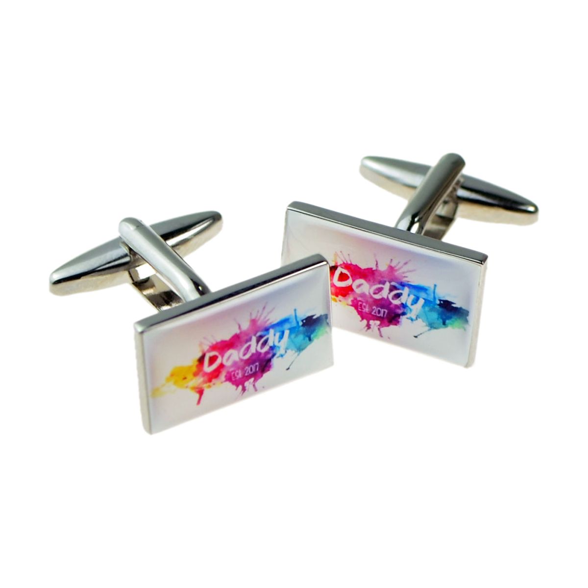 Daddy Established Personalised Colour Splat Cufflinks - Ashton and Finch