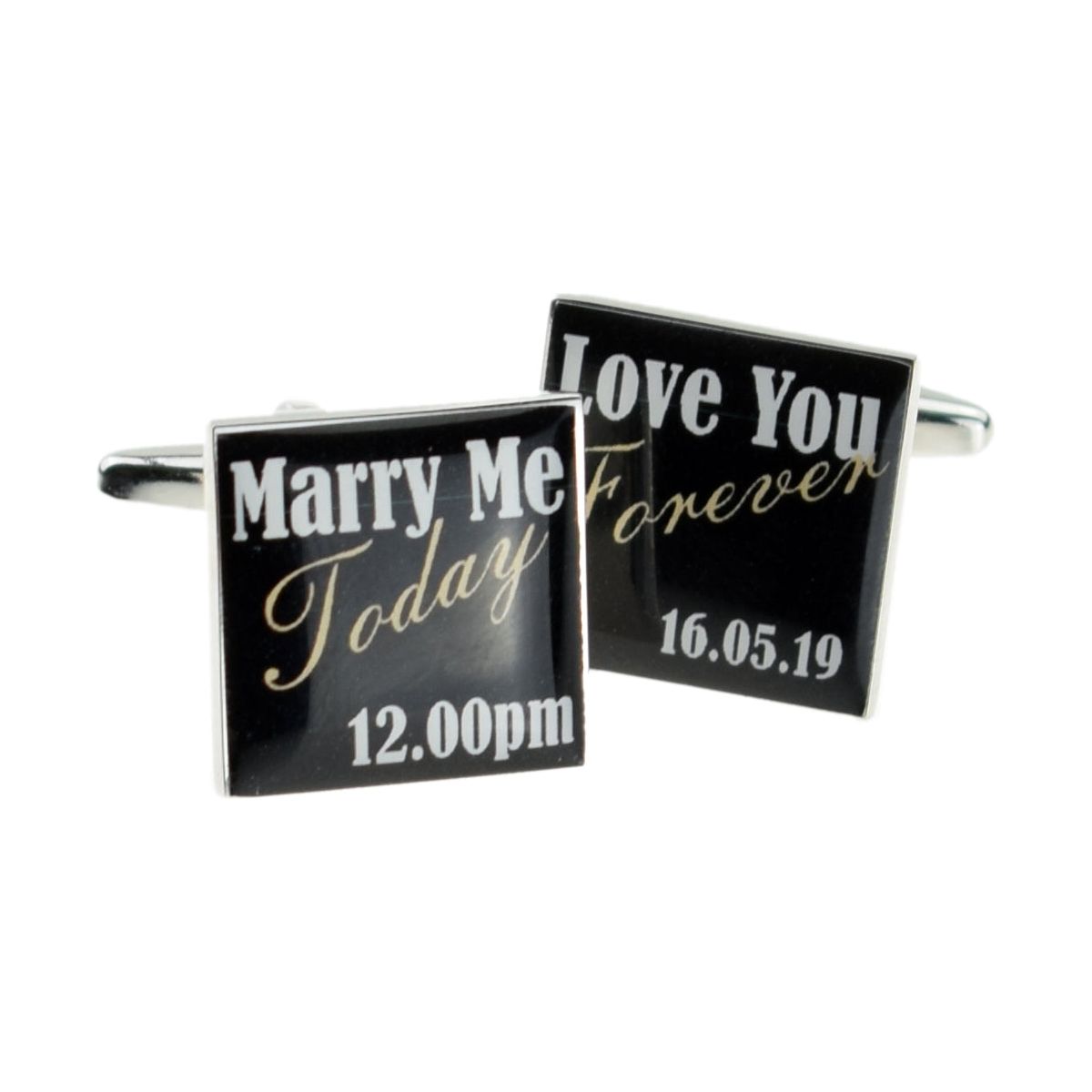 Bespoke Marry Me Today Love You Forever Personalised Date Black Cufflinks - Ashton and Finch