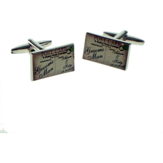 Retro Post Card Style Personalised Wedding Cufflinks - Ashton and Finch