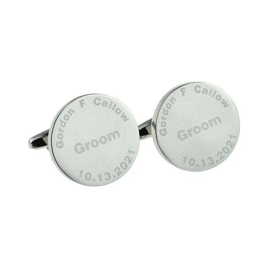 Personalised Circular Engraved Design Wedding Cufflinks - Ashton and Finch
