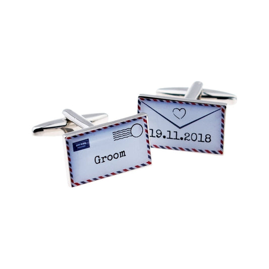 Air Mail Envelope Design Wedding Cufflinks - Ashton and Finch