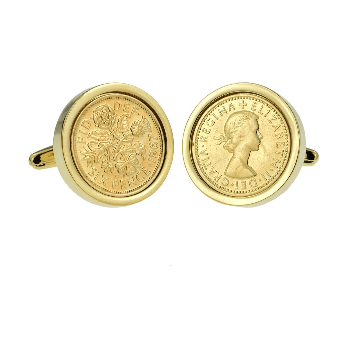 Gold plated Lucky Sixpence in Gold Plated Cufflinks - Ashton and Finch