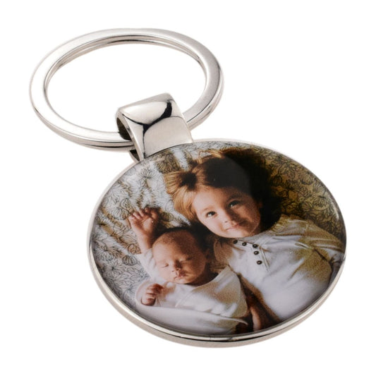 Bespoke Photo on Rhodium Plated Round Keyring with Heavy duty Bail and Split Ring - Ashton and Finch